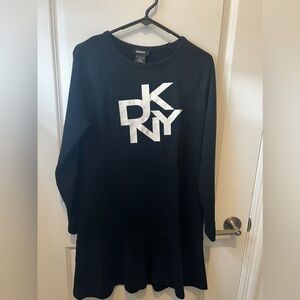 Dkny cozy warm black  dress with white logo